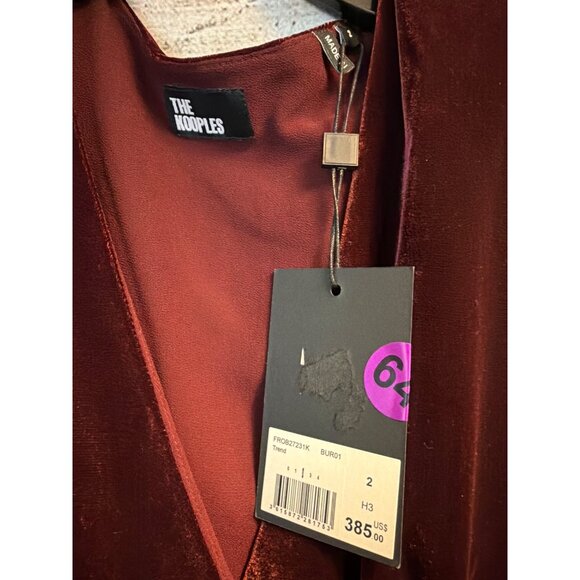 NWT The Kooples Velvet Faux Wrap Mini Dress Size 2 - Picture 3 of 4